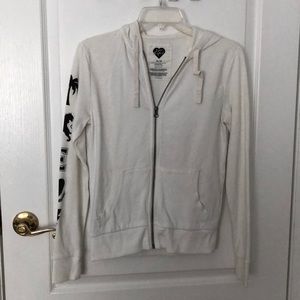 Express white fleece full zip hoodie size XS